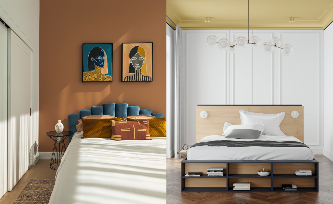 Оригинальные прикроватные тумбочки помогут оживить интерьер спальной комнаты