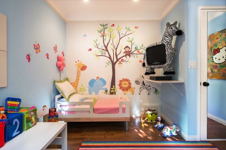 Оформление стен в детской - фотообои для комнаты девочки и мальчика