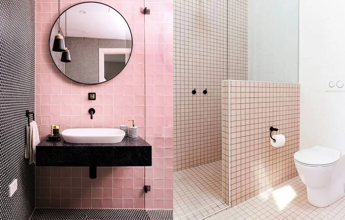 Ванная комната в розовых тонах (73 фото)